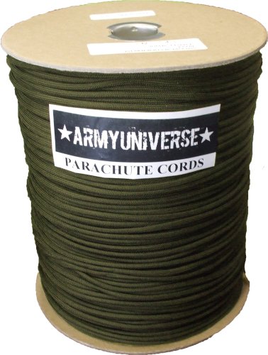 Olive Drab Nylon 550LB 7 Strand Military Paracord Rope Spool USA Made 1000'