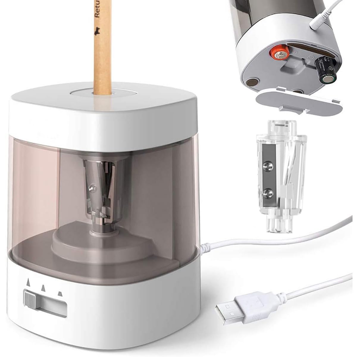 Amazon.co.jp: 電動鉛筆削り 電動シャープナー 入学準備 6-8mm鉛筆