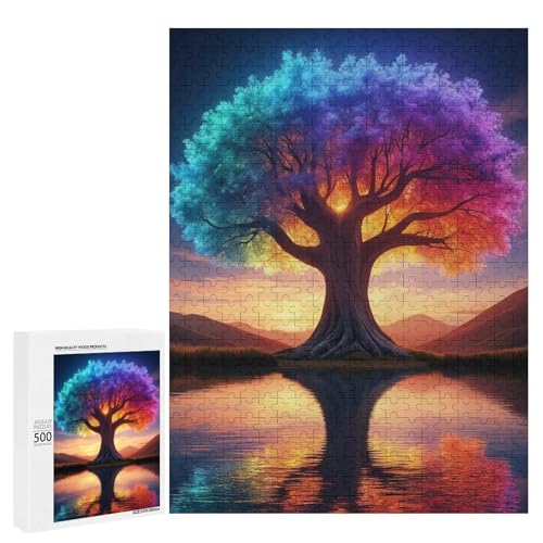 湖に映る虹の木ジグソーパズル パズル レジャー 子供/大人用 減圧 誕生日プレゼント 贈り物 パズル 初心者向け ギフト 誕生日 クリスマス 500 PCS