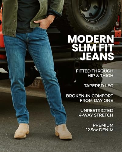 INTO THE AM Mens Jeans - Legacy Stretch Denim Slim Fit Tapered Leg Ultra-Soft Comfort Wash Pants4