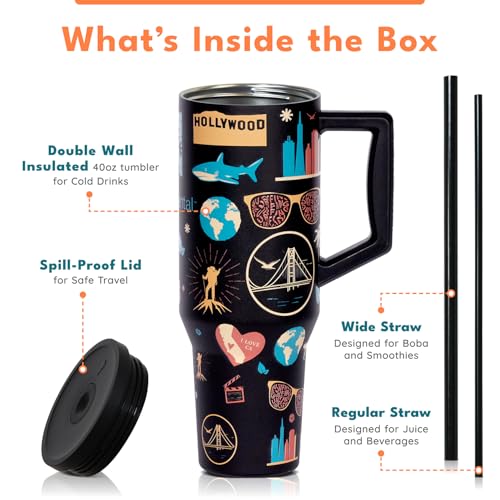 Image of Elemental Spill Proof 40oz Insulated Tumbler with Handle & Straw Travel Mug