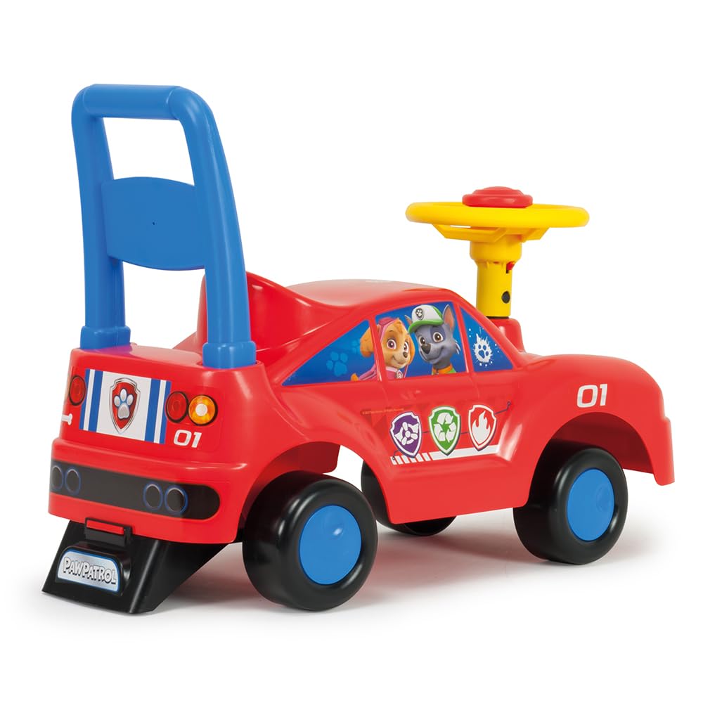 Correpasillos Bebé Patrulla Canina Chase y Marshall +12 Meses con Volante y Claxon – Andador Infantil para Empujar y Montar – Juguete Motricidad Estable, Ergonómico y Ligero – Rojo | INJUSA