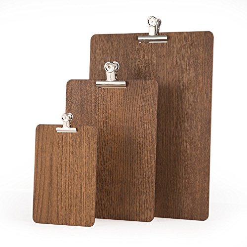 Chalkboards UK, Klemmbrett mit abnehmbarem silberfarbenem Clip, Holz, Holz, dunkle Eiche, A5 (26.2 x 18 x 1cm)