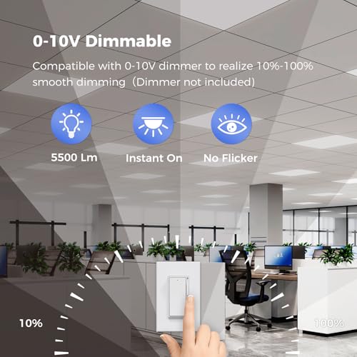 Image of AIKVSXER 1 Pack 2x2 LED Flat Panel Light - Selectable 5 CCT 3000K-6500K & 5 Wattage 30-50W 5500Lm 0-10V Dimmable 2x2 led Drop Ceiling Lights 120-277V for Commercial and Home