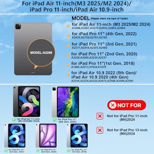 Image of for iPad Air 11 inch Case with Keyboard (M4 /M3 /M2,2026 / 2025 /2024), iPad Pro 11 (4th /3rd /2nd /1st Gen) & Air 5 /4th,Magic-Style Magnetic Case Keyboard with Backlight, Multi-Touch Trackpad (Blue)