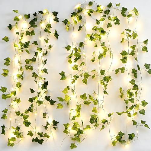 Stalora Guirlande Lumineuse 2m avec Feuilles de Lierre,Ivy Vine 20 LED, Décoration Murale Intérieure pour Chambre, Mariage, Fête, Noël, Plante Artificielle...