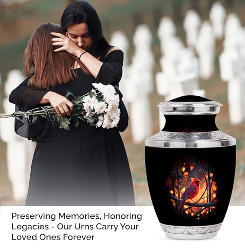 Image of Cardinal Bird Urn - Keepsake Urns for Human Ashes Adult Female Mom - Memorial Funeral Urn - Small Cremation Urns - Combo of 10 Inch & 3 Inch