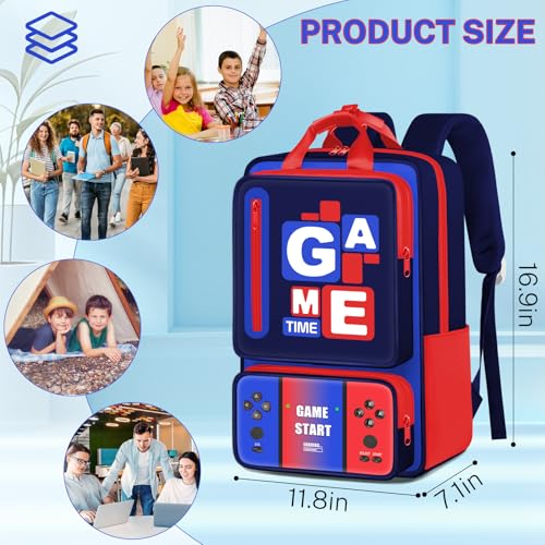 School Backpacks for Boys - Gamer Boys Backpack with Handles,Multifunctional Bookbag for Kids Teens Elementary Middle High School,17" Bookbag for Travel and Daily Use2