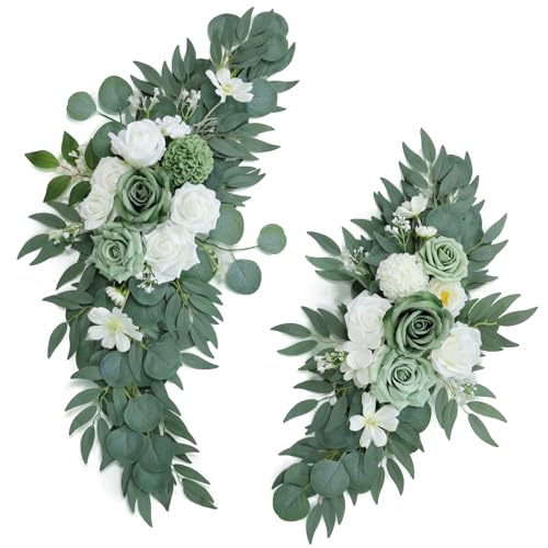 Udoula Artificial Sage Green Wedding Arch Flowers Swags Set of