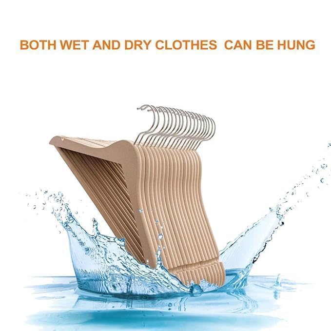 Image of HEA-vy Duty Plastic Hangers | Wooden Look, Non-Slip, Space-Saving Wardrobe Hanger for Clothes, Shirts, Suits & Coats (Pack of 5)