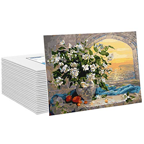 FIXSMITH-Canvas-Boards-for-Painting-5x7-Inch-Super-Value-24-Pack-Mini-Canvases-White-Blank-Canvas-Panels-100-Cotton-Primed-Painting-Art-Supplies