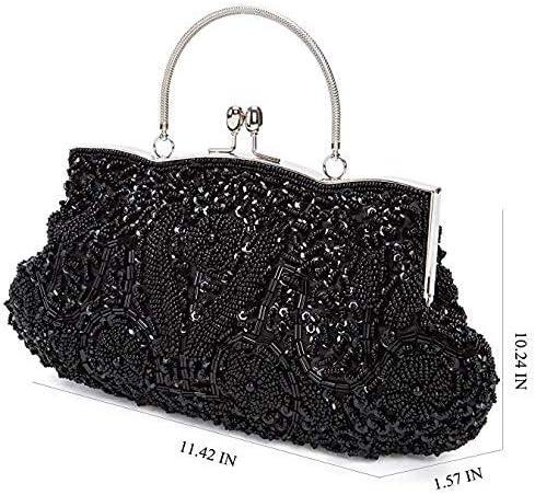 Simcat Beaded Sequin Flower Evening Purse Large Clutch Bag - Image 3