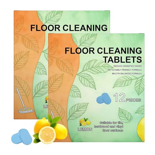 Floor Cleaning Tablets 24PCS Hard Floor Cleaner Tablets Pre-Measured Dissolvable Cleaning Solution for Tile and Vinyl Floors Fresh Lemon Scent Tablet Compatible with Robot Mops Wet/Dry Vacuums