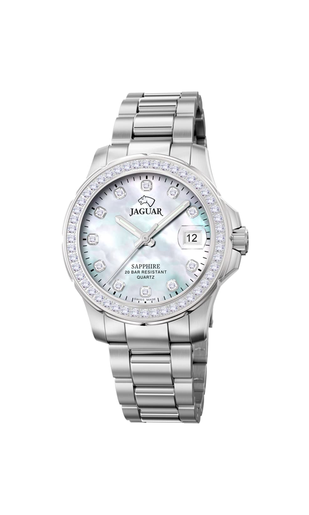 JAGUAR Watch Model J892/1 from The Woman Collection, 34.5 mm Mother-of-Pearl case with Steel Strap for Women