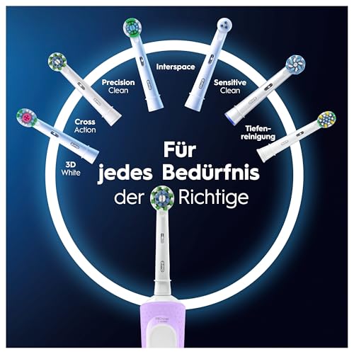 Oral-B Vitality Pro Elektrische Zahnbürste, 1 Aufsteckbürste, 3 Putzmodi für Zahnpflege, Designed by Braun, lila – Bild 5