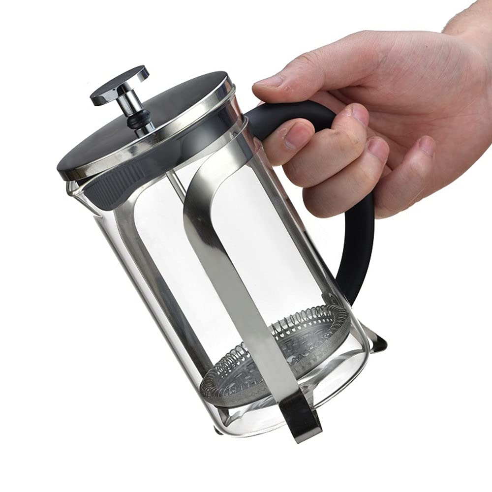 Olla de prensa francesa Tetera de vidrio con filtro de acero inoxidable de doble pared para cafetera casera Olla de prensa francesa fácil de limpiar y usar (Color : Black, Size : 350ml) (Black 600ml