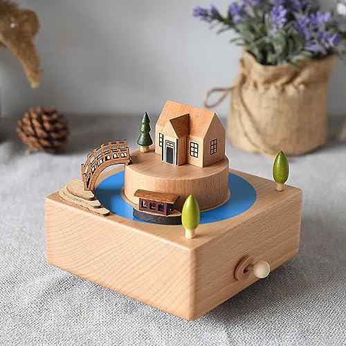 Image of AUGEN Exclusive Music Box Musical Boxes Carousel Children's Boutique Wooden Men and Women Birthday Creative Christmas Valentine's Day Gift Home Decoration (6057-A6)