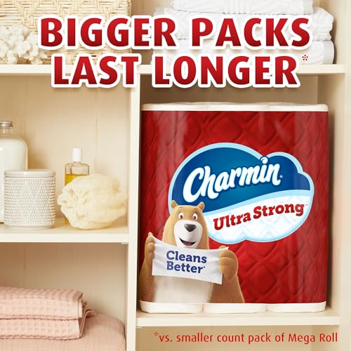 Image of Charmin Ultra Strong Toilet Paper Mega Rolls, 4 inch x 3-15 /16 inch, White, 220 Sheets Per Roll, Pack Of 12 Mega Rolls