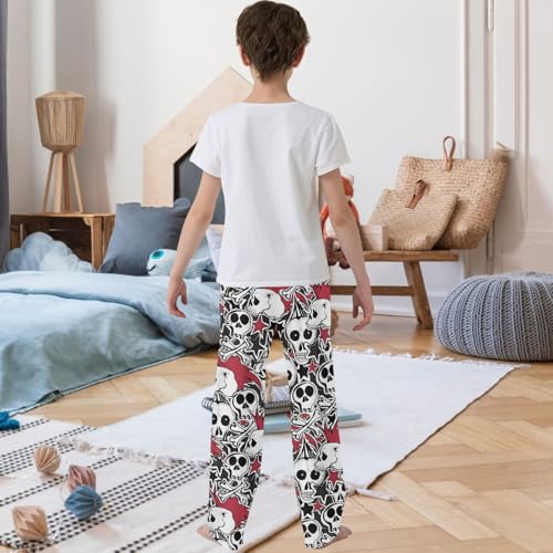 Boy's Pants Skull Guitar Rock Jogger Pants Elastic Waist Long Bottoms Trousers with Pockets 6-14 Years3