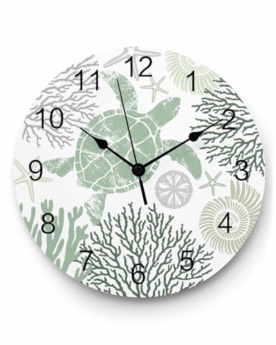 Reloj de pared redondo 14 pulg color verde salvia PVC silencioso miniatura 1