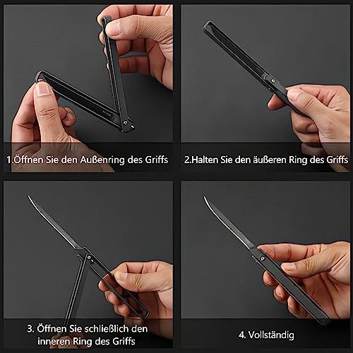 eiloszf Klappmesser Taschenmesser Outdoor Camping Survival Jagdmesser Scharfes Überlebensmesser mit Glasbrecher Angeln Zweihandmesser (Grau) – Bild 4