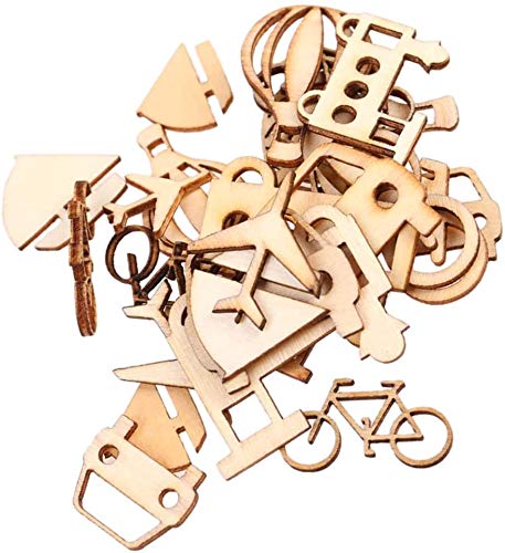 24 Pces Mixed Wooden Cutouts Vehicle Shapes, MDF, Craft Shape, Embellishments, Decoration, Scrapbooking