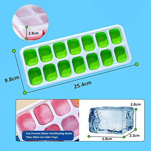 Image of MARKWELL Ice Cube Tray, 2 Pack, 28 Ice Cubes, Easy Release Silicone, Ice Cube Tray, BPA Free and LFGB Certified, Stackable, for Freezer, Baby Porridge, Whisky