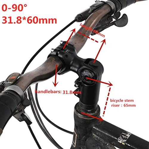 Besnin Adjustable Bike Stem 0-90 Degree 1-1/8"X31.8/25.4X60/80/90/93/100Mm, Adjustable Mtb Stem Mountain Bike Handlebar Stem For Bicycle, Road Bike, Mtb, Bmx, Cycling (0-90° 31.8 * 60) #TOP3