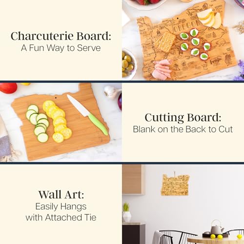 Totally Bamboo Destination Oregon State Shaped Cutting Board, Charcuterie and Cheese Serving Board – Oregon Gift for Home Décor or Everyday Kitchen Use - Image 2