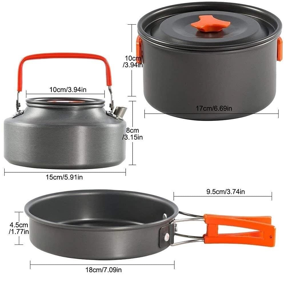 Set di pentole da Campeggio | Set di pentole in Alluminio for Esterni | bollitore pentola pentola Viaggio Escursionismo | Escursionismo Picnic Barbecue stoviglie Attrezzatura Campeggio