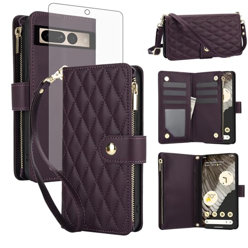 Housse Pixel 7 Pro pliable en cuir avec rangement cartes et film écran antichoc
