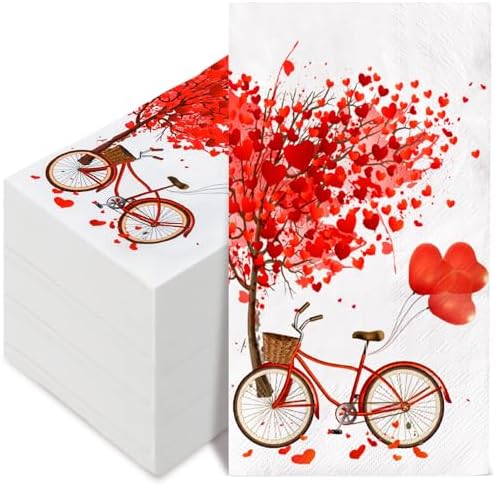 AnyDesign 100 Pack Valentine’s Day Guest Napkins Red Heart Tree Bicycle Print Paper Dinner Napkins Sweet Decorative Disposable Hand Napkins for Party Tableware Supplies, 13 x 15.7 Inch AnyDesign 100 Pack Valentine’s Day Guest Napkins Red Heart Tree Bicycle Print Paper Dinner Napkins Sweet Decorative Disposable Hand Napkins for Party Tableware Supplies, 13 x 15.7 Inch