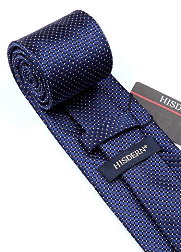 Image of HISDERN Ties for Men Formal Business Plaid Checked Mens Ties and Pocket Square Set Classic Wedding Necktie Handkerchief