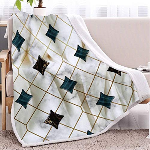 Blanket Marmordecke Geometrische Sherpa Decke Gold Grau-Bett-Sofa-Decke Weiche Bettwäsche 3D Animal (Color : 5, Size : 150cmx200cm)