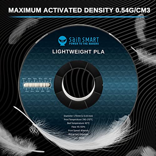 Sainsmart Light Weight Filament 1.75Mm, Lw-Pla Low-Density Active Foaming 3D Printer Filament For Rc Planes Drone Parts And Cosplay, White Pla Filament, 1Kg #TOP1