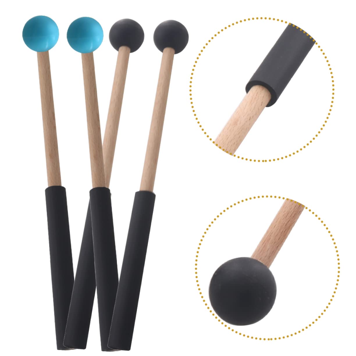 VICASKY 6pares Mallets De Percusión Para Marimba y Lengua De Diseño Ergonómico Cabezales Pulidos Para Instrumentos De Percusión