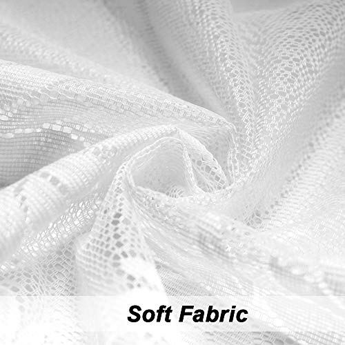 Zhh Lace Cafe Curtain Sheer Window Valance Embroideried Sun Flower Kitchen Curtains Xmas Gift 21 By 66-Inch, White #TOP6