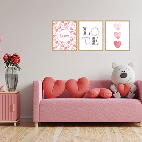 Whaline 6Pcs Valentine's Day Wall Art Prints Pink Heart Love Posters Sweet Watercolor Canvas Art Painting Unframed Romantic Posters For Valentines Wedding Home Room Gallery Decor, 8 X 10 Inch #TOP4
