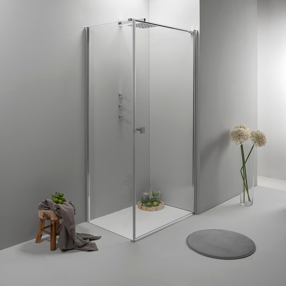 Box Doccia Angolare 70X100 Cm - Cabina Doccia Con Porta Battente, Vetro Temperato 6Mm, Profilo Cromato E Chiusura Magnetica - Regolabile E Facile Da Installare - 4