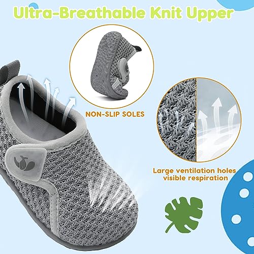 Image of FEETCITY Baby Boys Girls First Walking Shoes Infant Sneakers Crib Shoes Breathable Lightweight Slip On Shoes