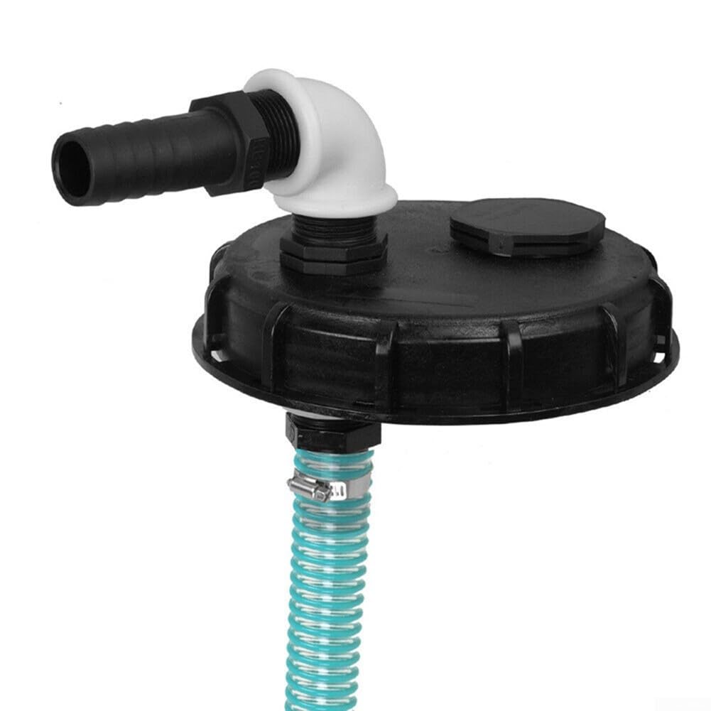 Tapa DN150 IBC con conexión de bomba y protección contra desbordamiento, tapa de plástico resistente para tanques de recolección de agua de lluvia, riego de jardín y almacenamiento de agua al