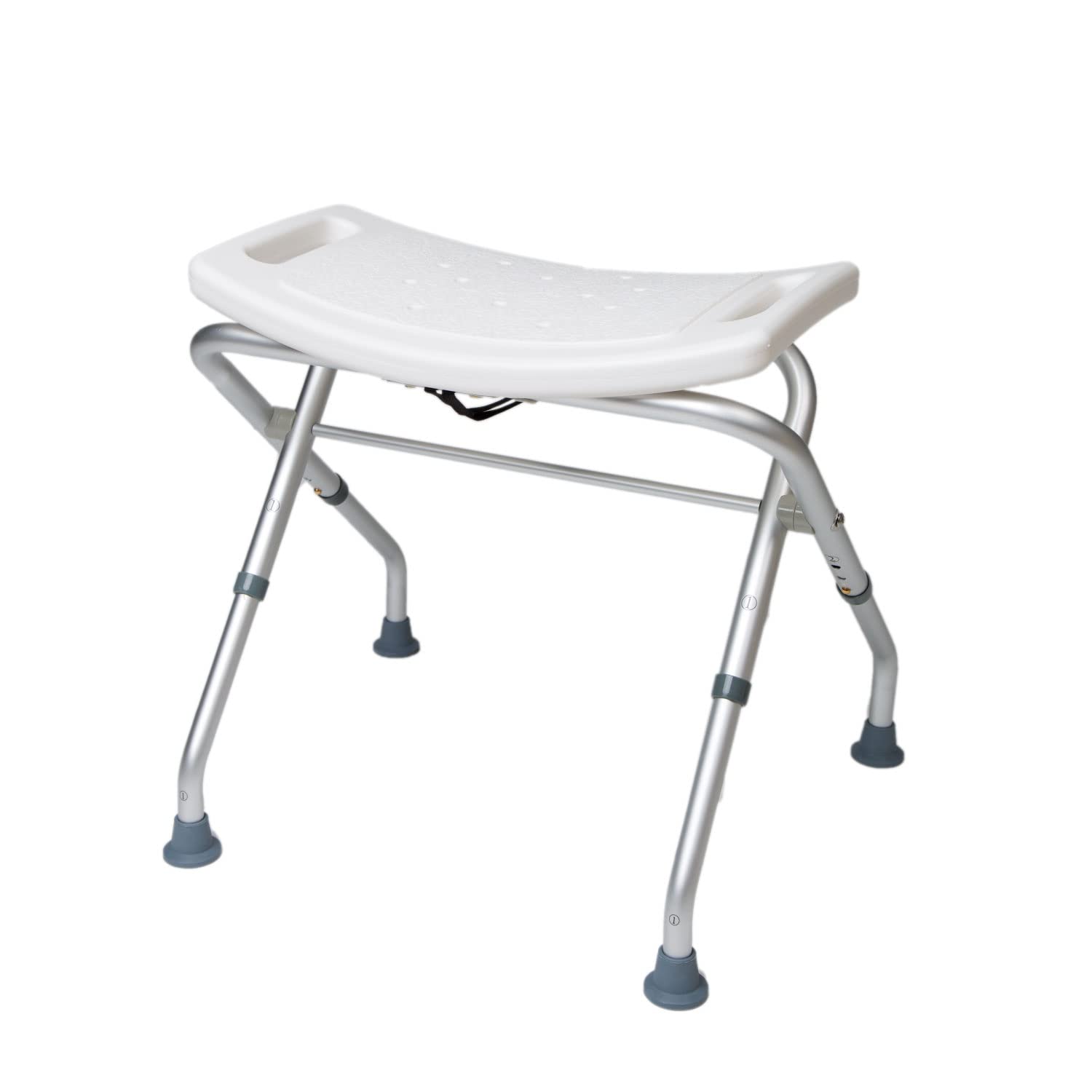 Cymam - Folding Shower Stool for Elderly People - Adjustable Height - Non-slip Seat with Drains - Assembly without Tools
