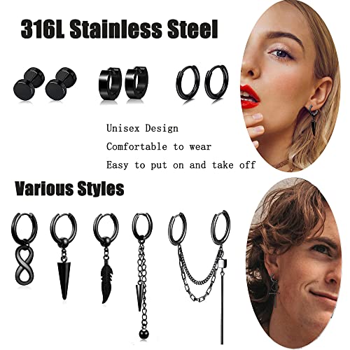 21Pezzi Orecchini da Uomo in Acciaio Inossidabile