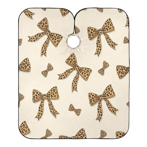 Capa para corte de cabello profesional impermeable para barbería con diseño de lazo estampado de leopardo y cierre ajustable de broche miniatura 2