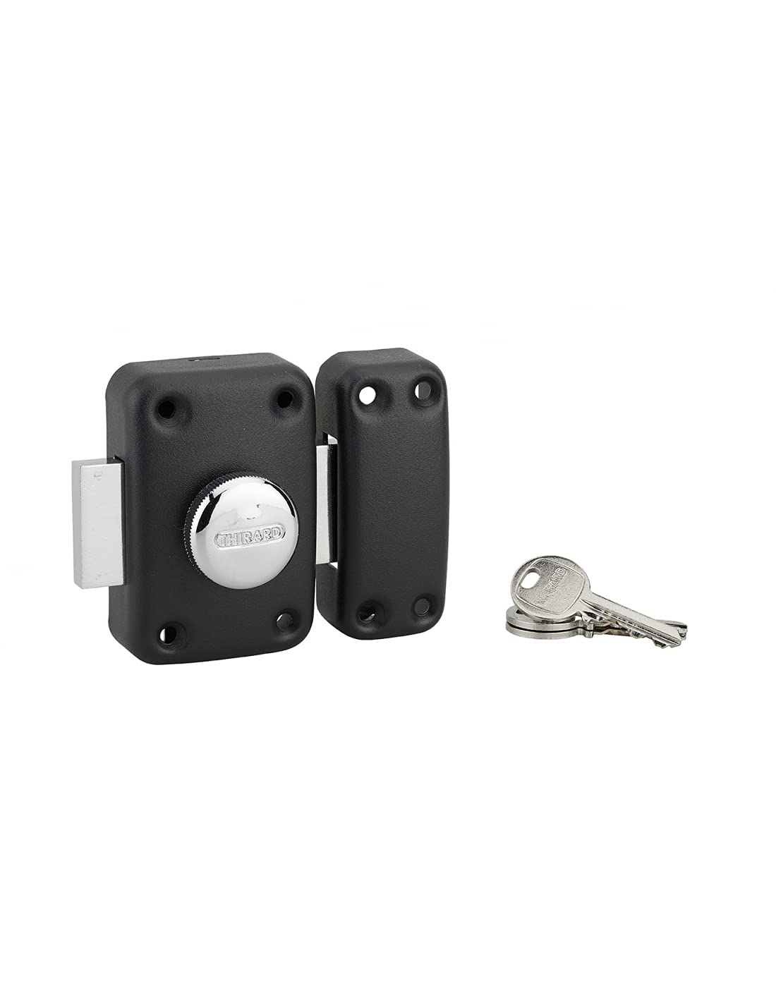 THIRARD Verrou à Bouton et Cylindre Acier Cylindre 45 mm Verni | verrou à bouton et cylindre, cylindre 45 mm, acier, finition verni, 3 clés, porte d'entrée, fabrication française, blanc