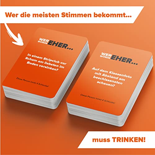 TIPSI Wer würde eher Trinkspiel ab 18 - Partyspiel, Kartenspiel, Saufspiel, lustige Spiele für Erwachsene - Alkohol Geschenke zum Geburtstag, witziges Geschenk