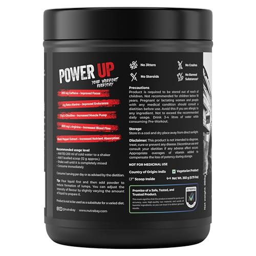 Image of Nutrabay RageX Pre Workout Supplement Powder - 360g, Cola | 200mg Caffeine, 4g Beta-Alanine, 6g L-Citrulline, 600mg L-Arginine, & Black Pepper | Muscle Pump & Performance