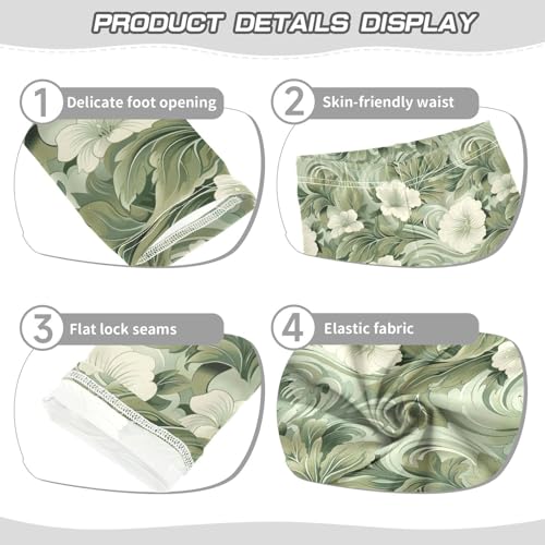 Girls Leggings Sage Florals Green Soft Toddler Leggings for Girls Kids Pants Size 4T-10T3