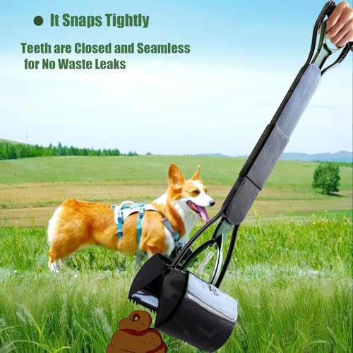 Image of 32'' Pooper Scooper for Large Small Dogs Heavy Duty, Long Handle Poop Scoop for Yard, Grass, Gravel, Dog Poop Grabber with High Strength Material and Durable Spring(Dark Green)