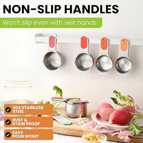 Image of Spring Chef Magnetic Stainless Steel Measuring Cups Set of 7, Desert Sunset